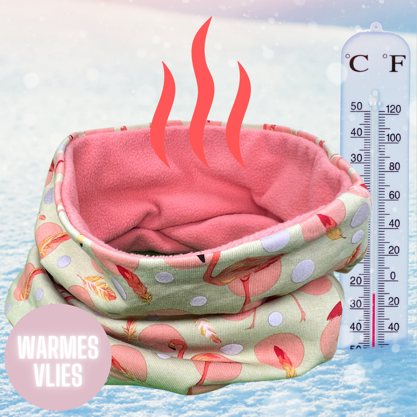 Kinder Reflektor Mütze & Loop - Flamingo