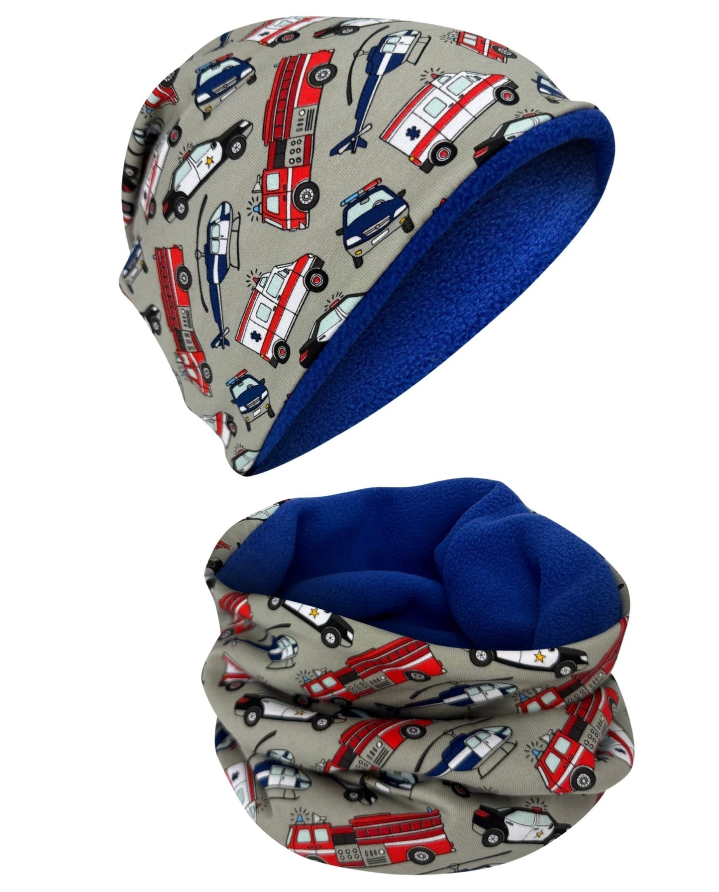 Kinder Beanie Mütze & Loop - Einsatzfahrzeuge