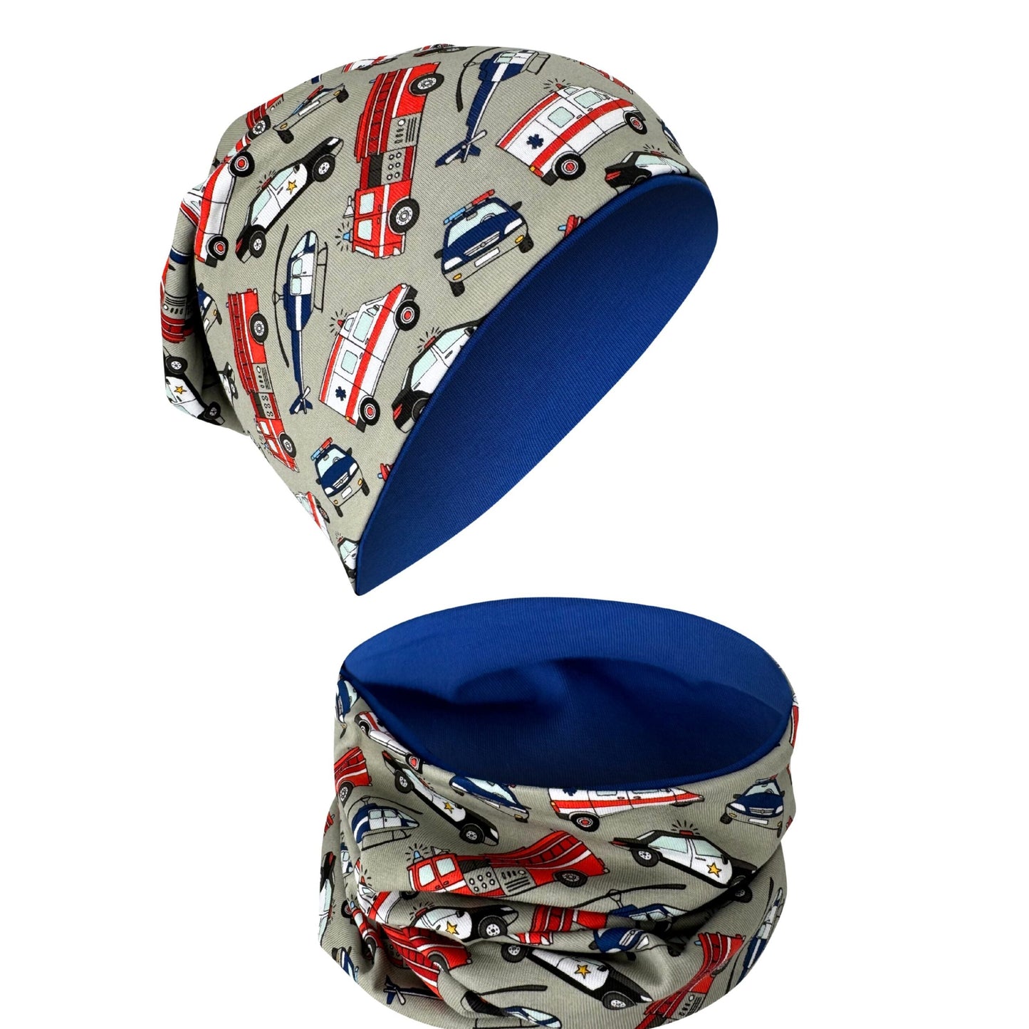 Kinder Beanie Mütze & Loop - Einsatzfahrzeuge