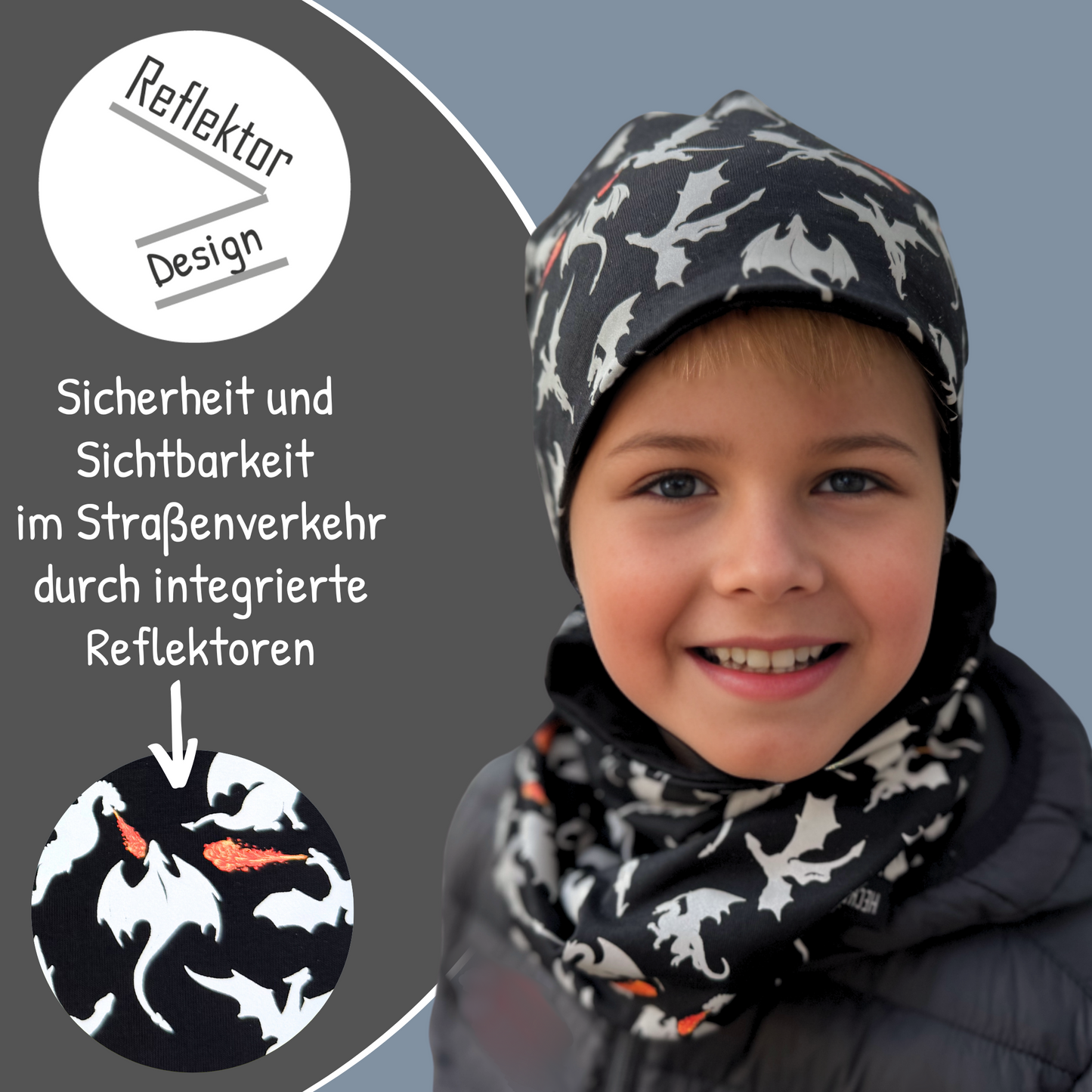Kinder Reflektor Mütze & Loop Drachen