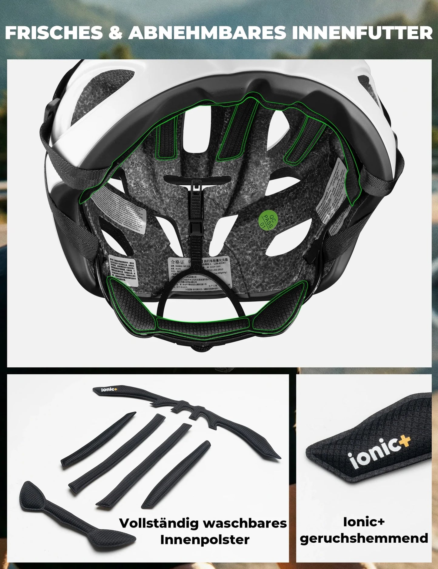 Fahrradhelm 58-62cm Leichtgewicht 240g Antibakteriell
