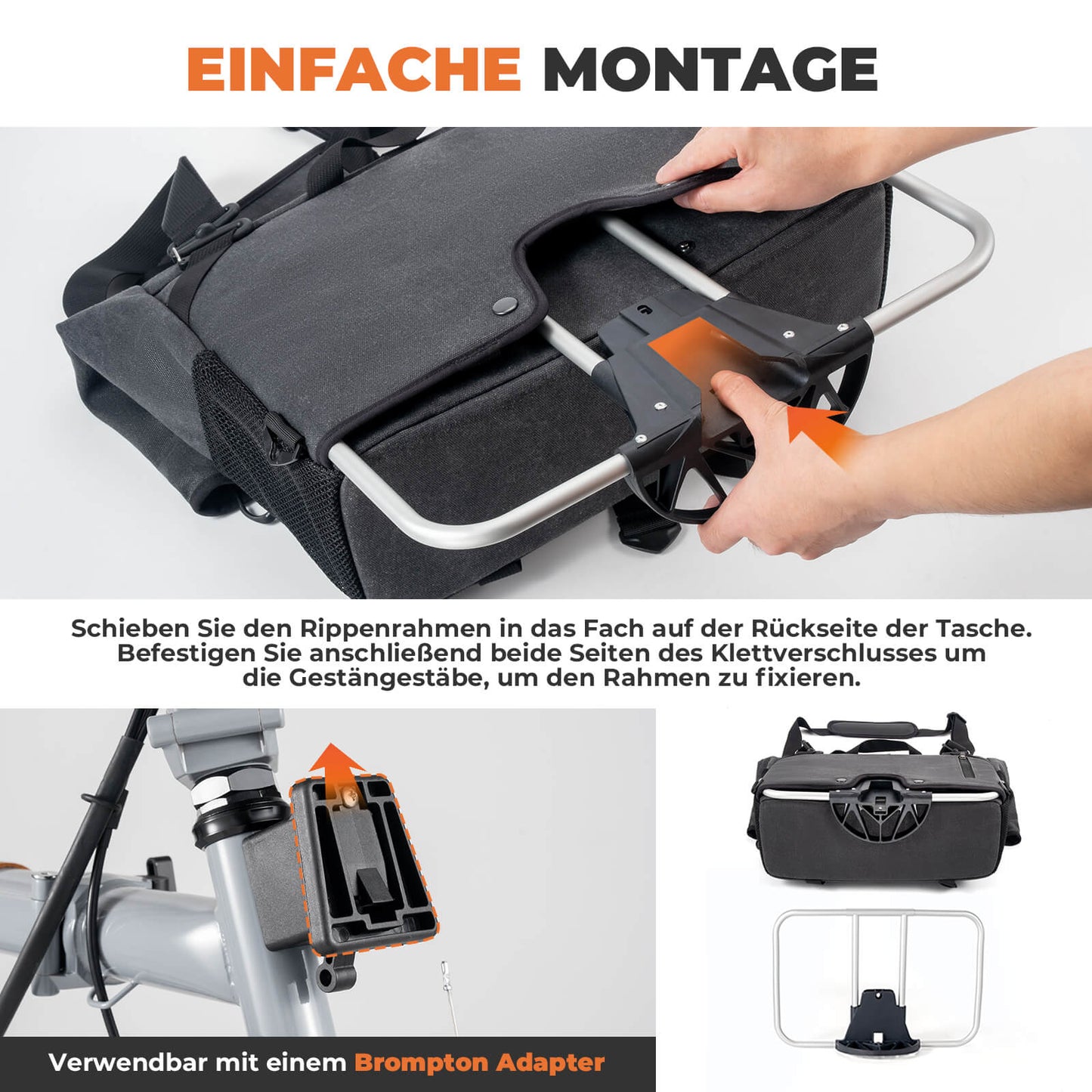 4-in-1 Fahrradtasche für Brompton Magnetverschluss 8-10L