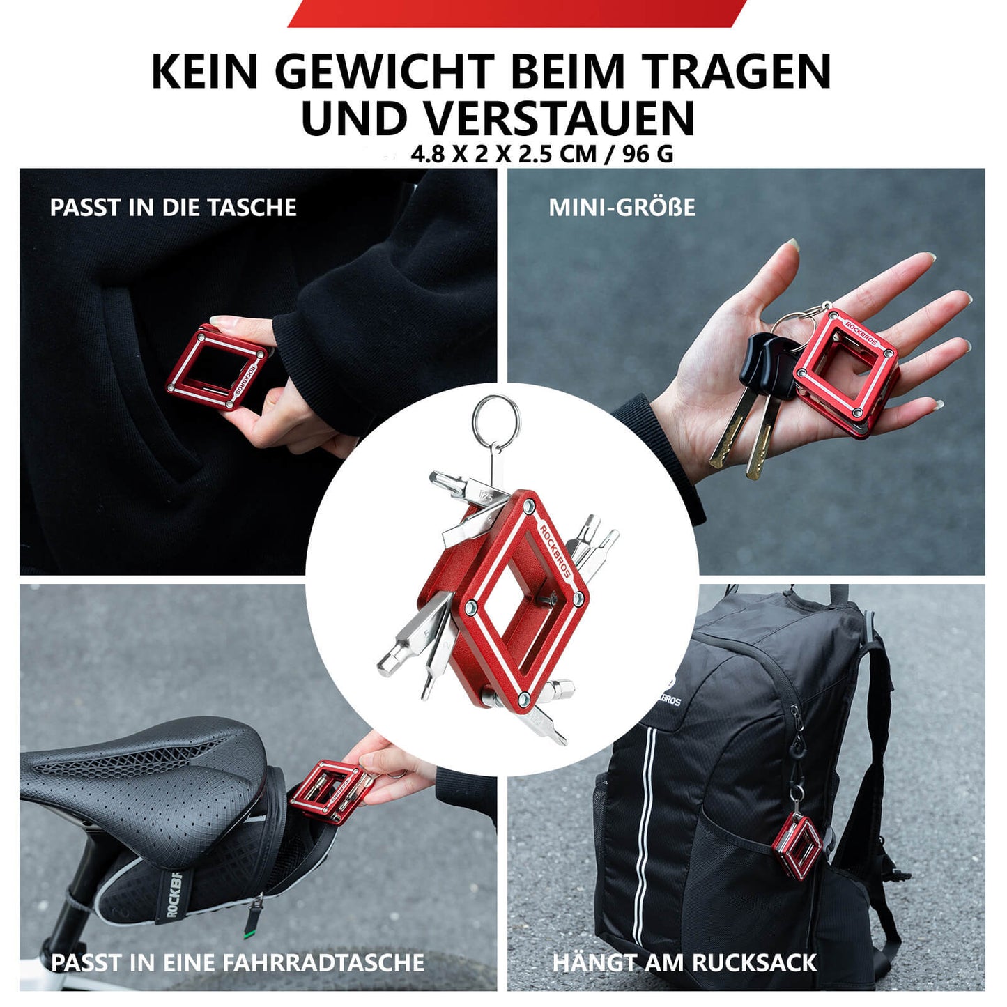 ROCKBROS Fahrrad 8 in 1 Reparatur-Werkzeug-Set Faltbares Reparaturset