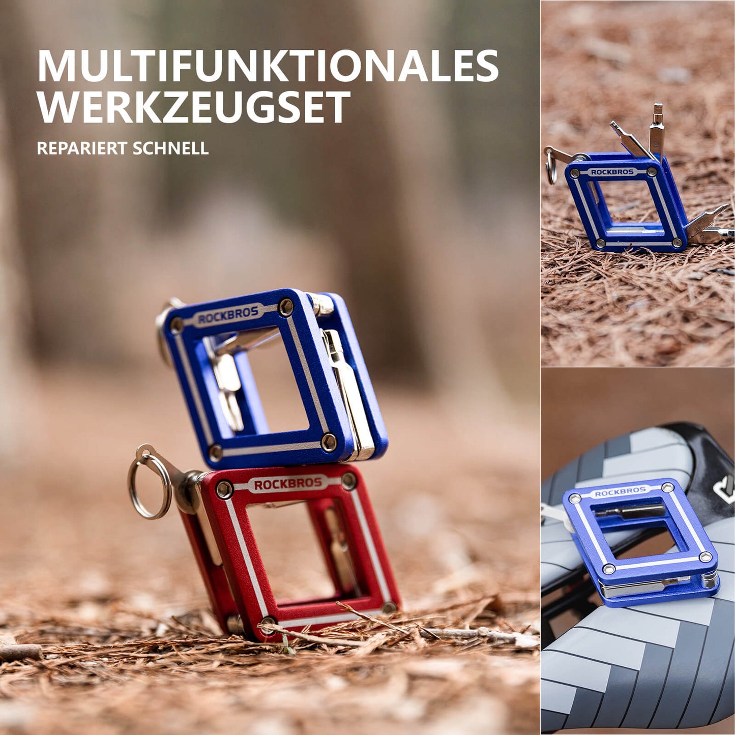 ROCKBROS Fahrrad 8 in 1 Reparatur-Werkzeug-Set Faltbares Reparaturset