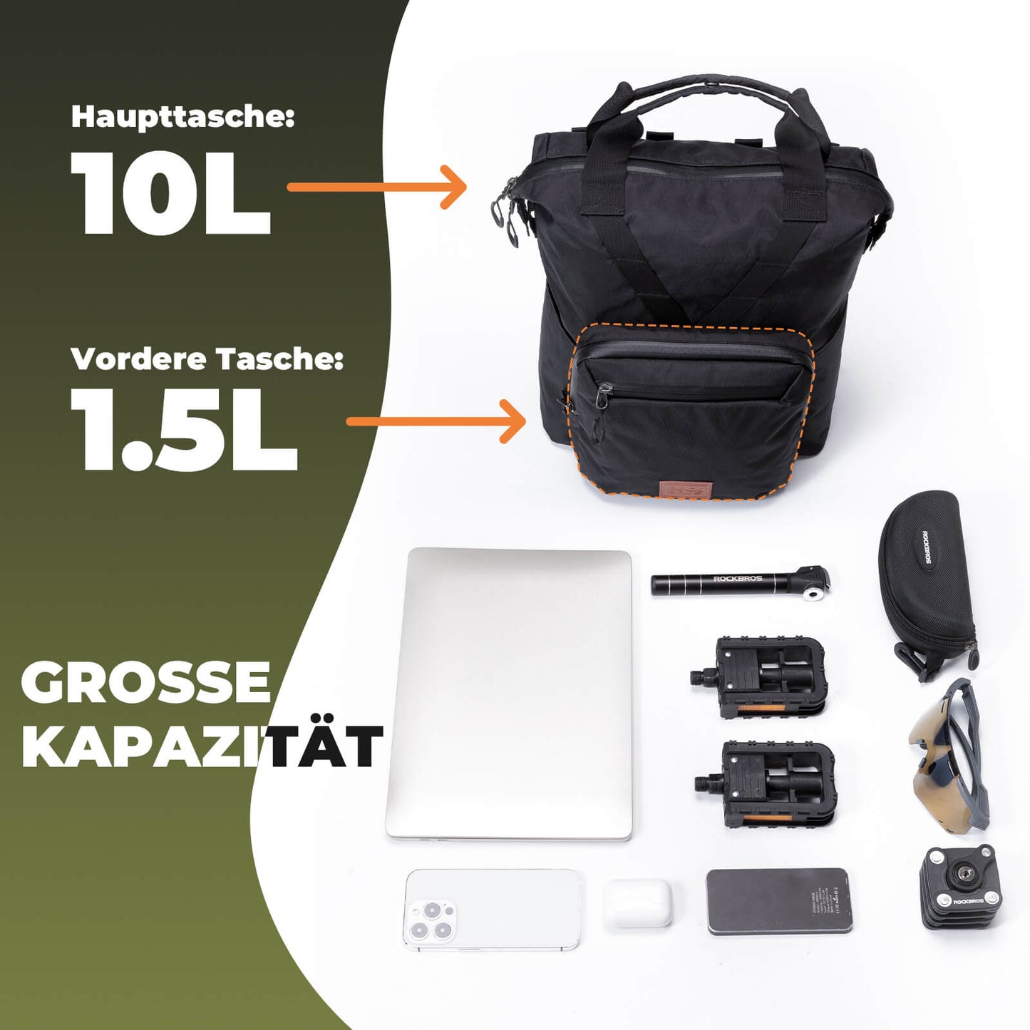 Fahrradtasche Lenkertasche für Brompton 10L+1.5L