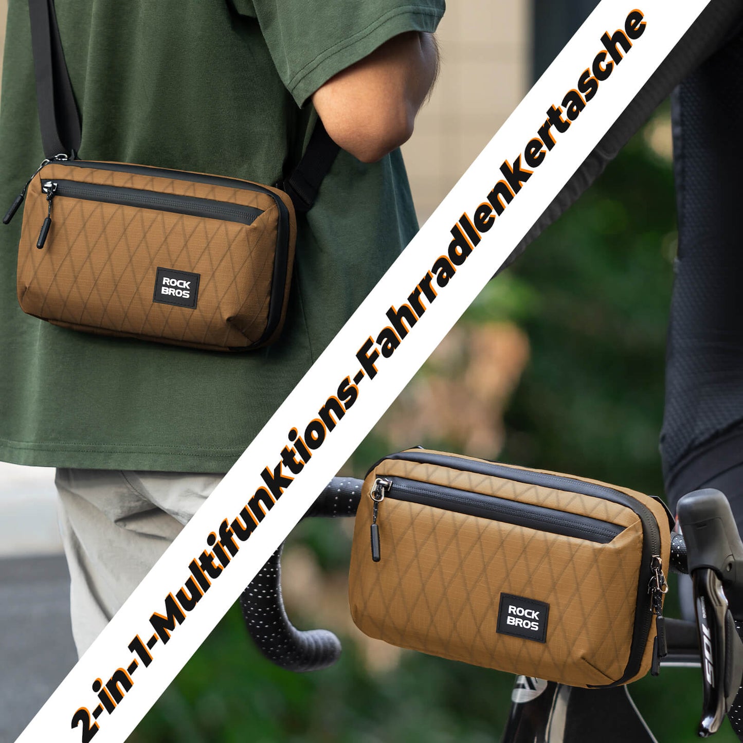 Lenkertasche Fahrradtasche mit Schultergurt 2,1L