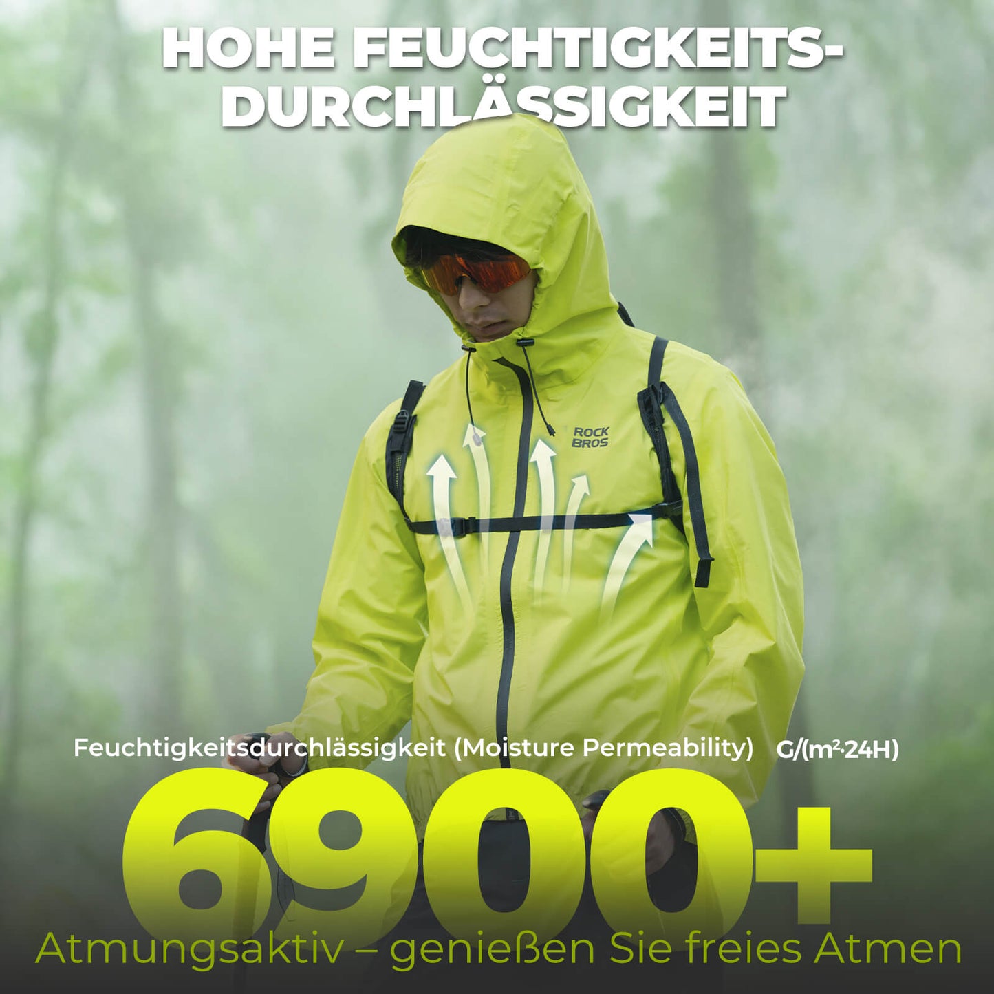 Neon Gelb Jacke Regenjacke Leicht Wasserdicht 0-15° Herren/Damen