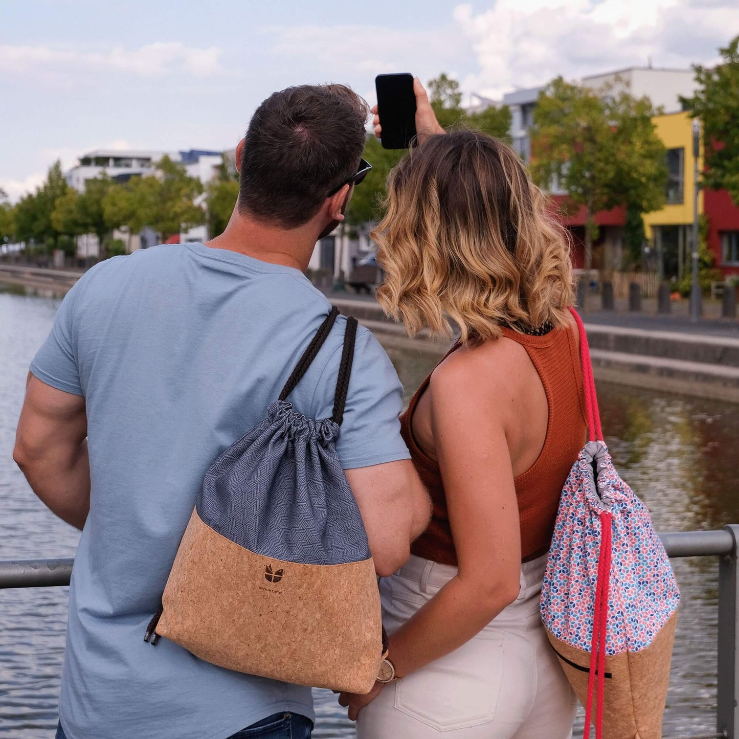 SmukBird Turnbeutel, Rucksack | aus Baumwolle und Kork | Bloom