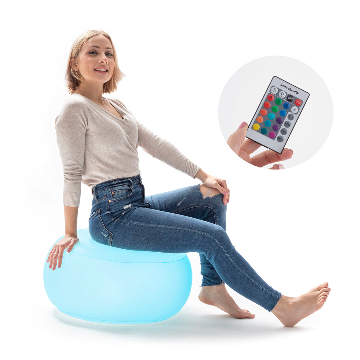 Inflatable Seat with Multicolour LED and Remote Control Pulight