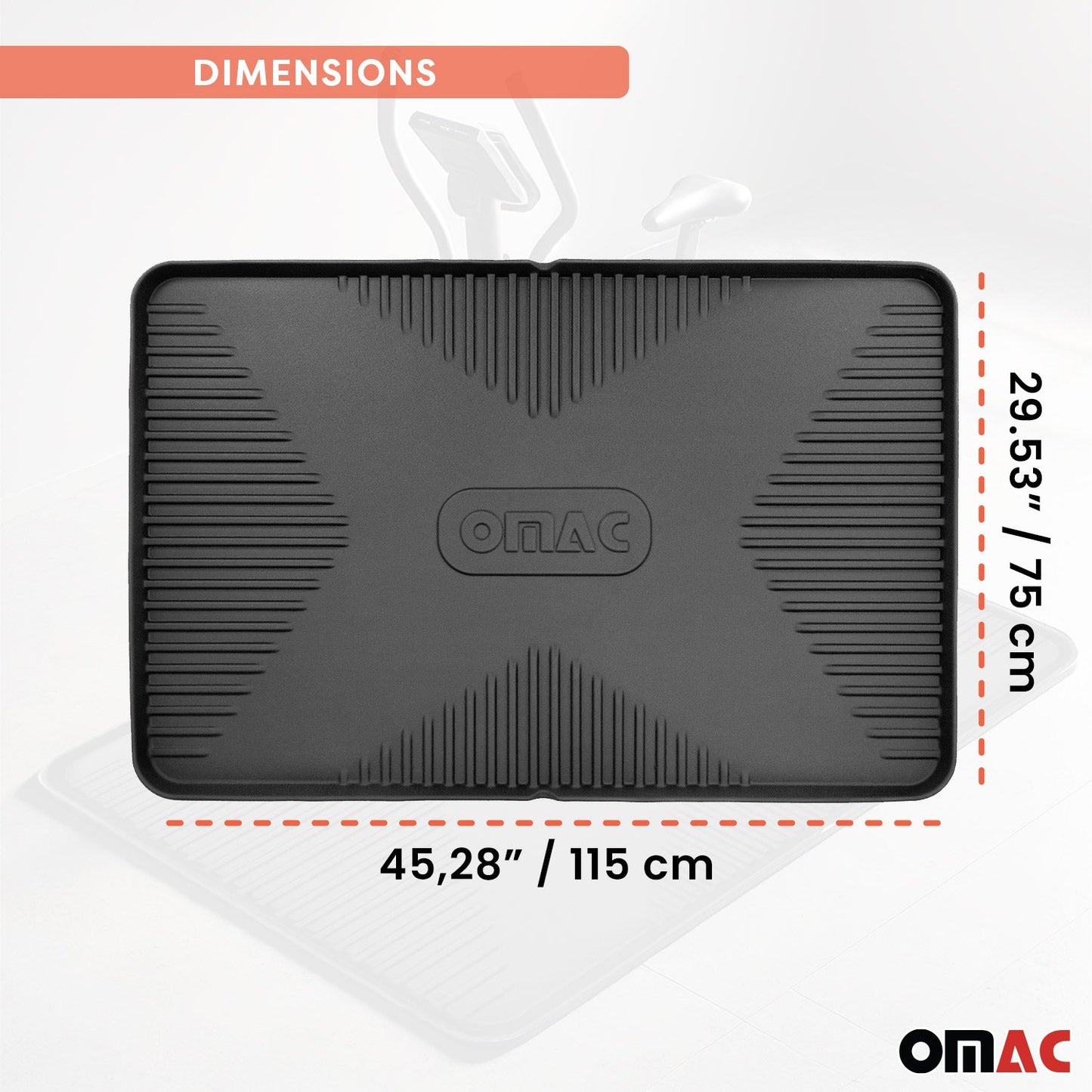 OMAC Fahrradmatte Antirutsch Bodenschutzmatte Mehrzweckmatte 115x75cm Gummi