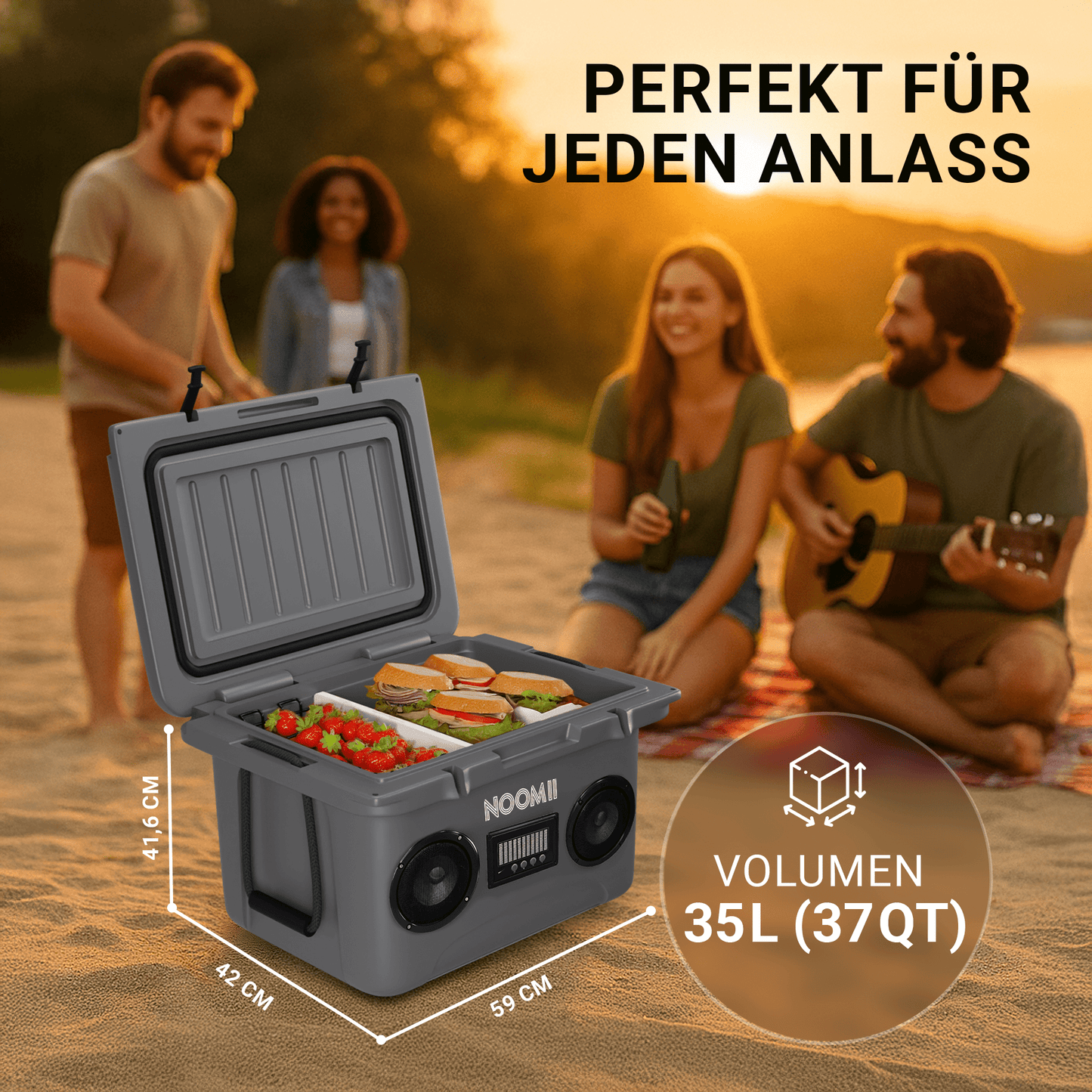 NooMii ColdBeats 35 – Kühlbox mit integriertem Bluetooth-Lautsprecher | 35L Volumen