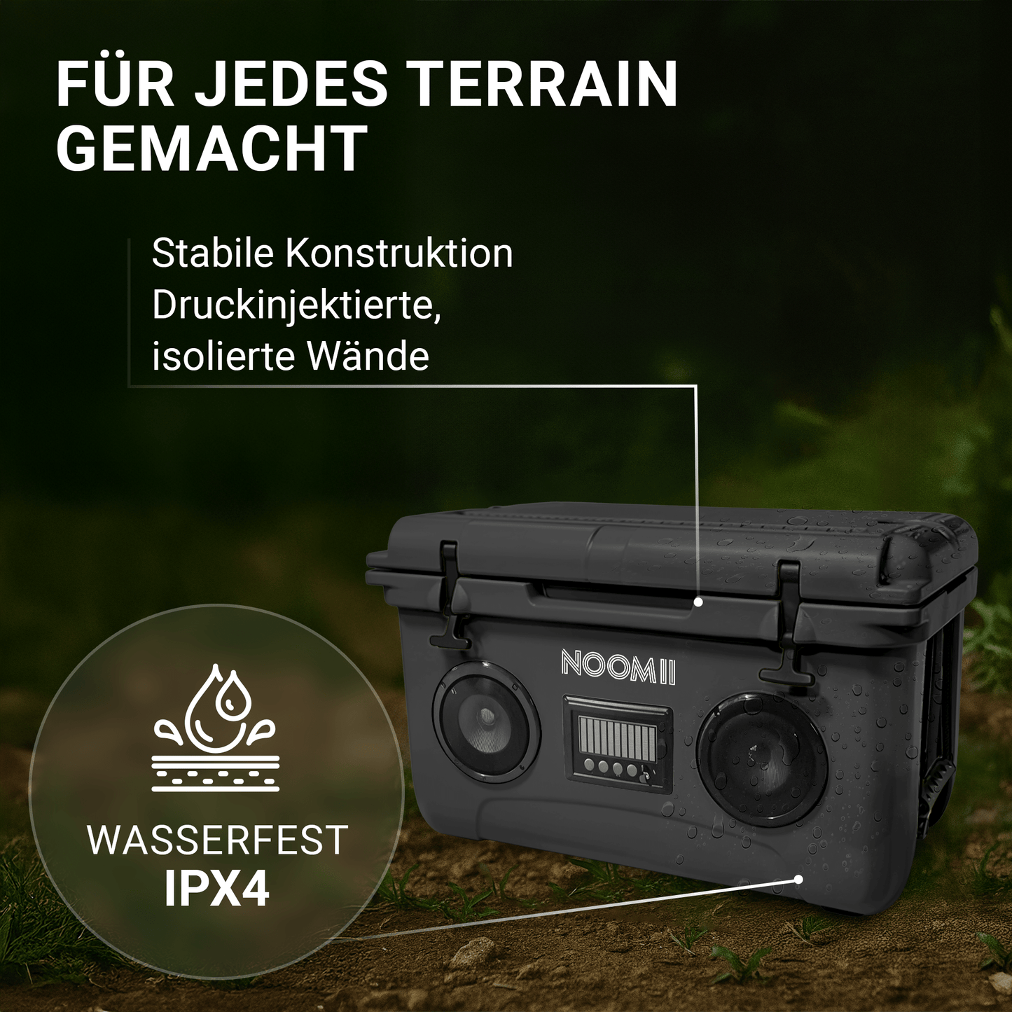 NooMii ColdBeats 45 – Kühlbox mit integriertem Bluetooth-Lautsprecher | 45L Volumen
