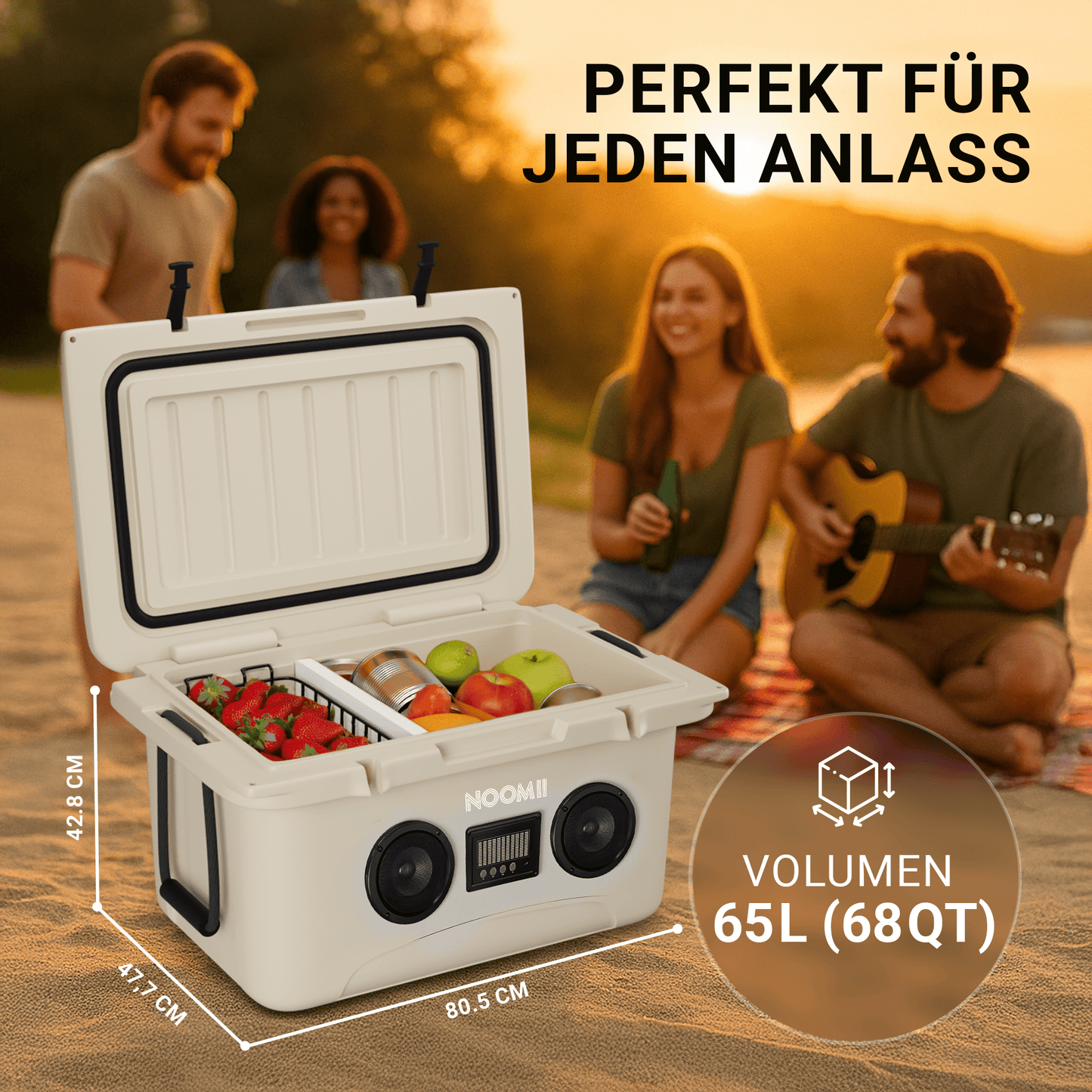 NooMii ColdBeats 65 – Kühlbox mit integriertem Bluetooth-Lautsprecher | 65L Volumen