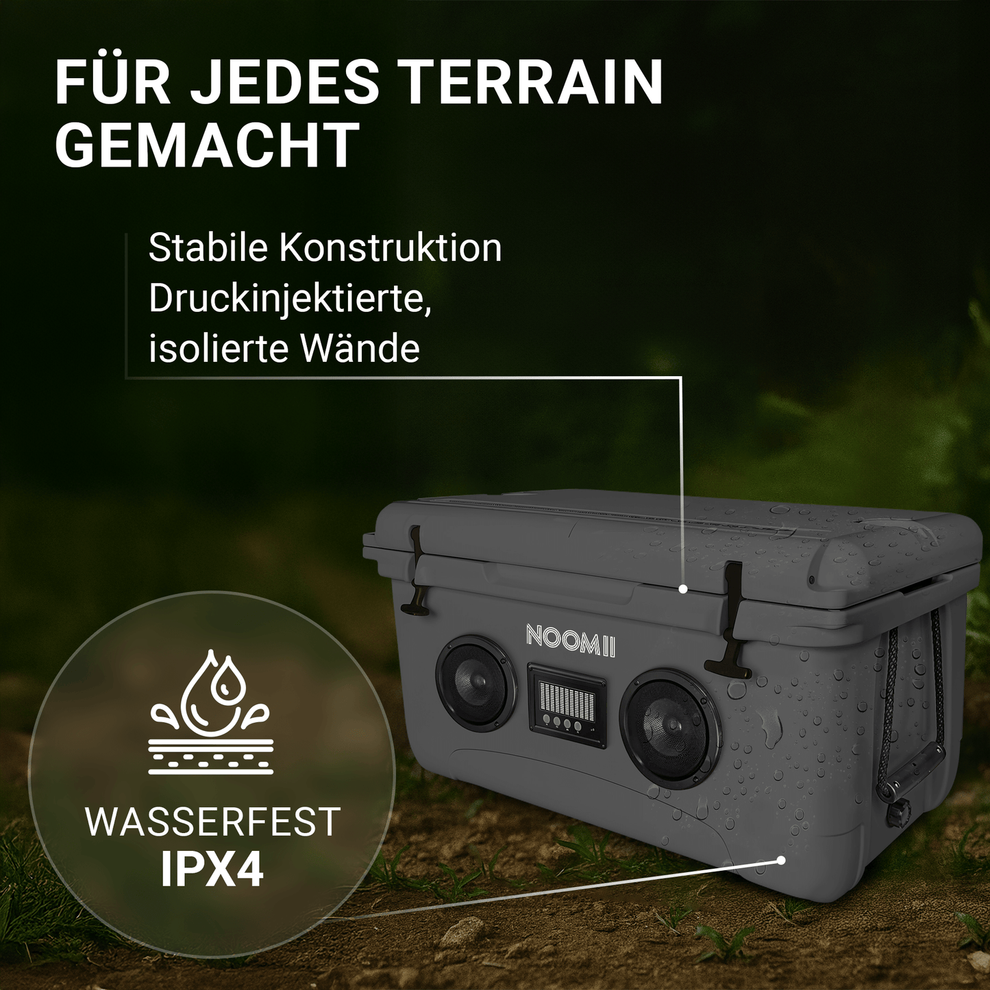 NooMii ColdBeats 65 – Kühlbox mit integriertem Bluetooth-Lautsprecher | 65L Volumen