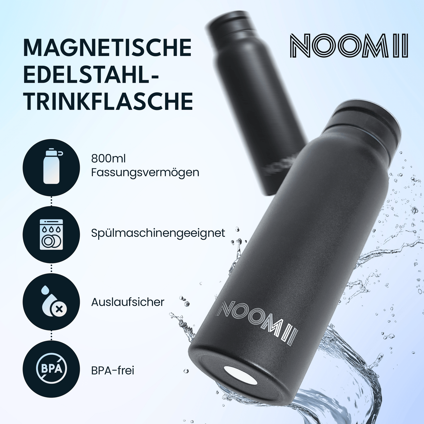 NooMii Edelstahl-Trinkflasche | Magsafe