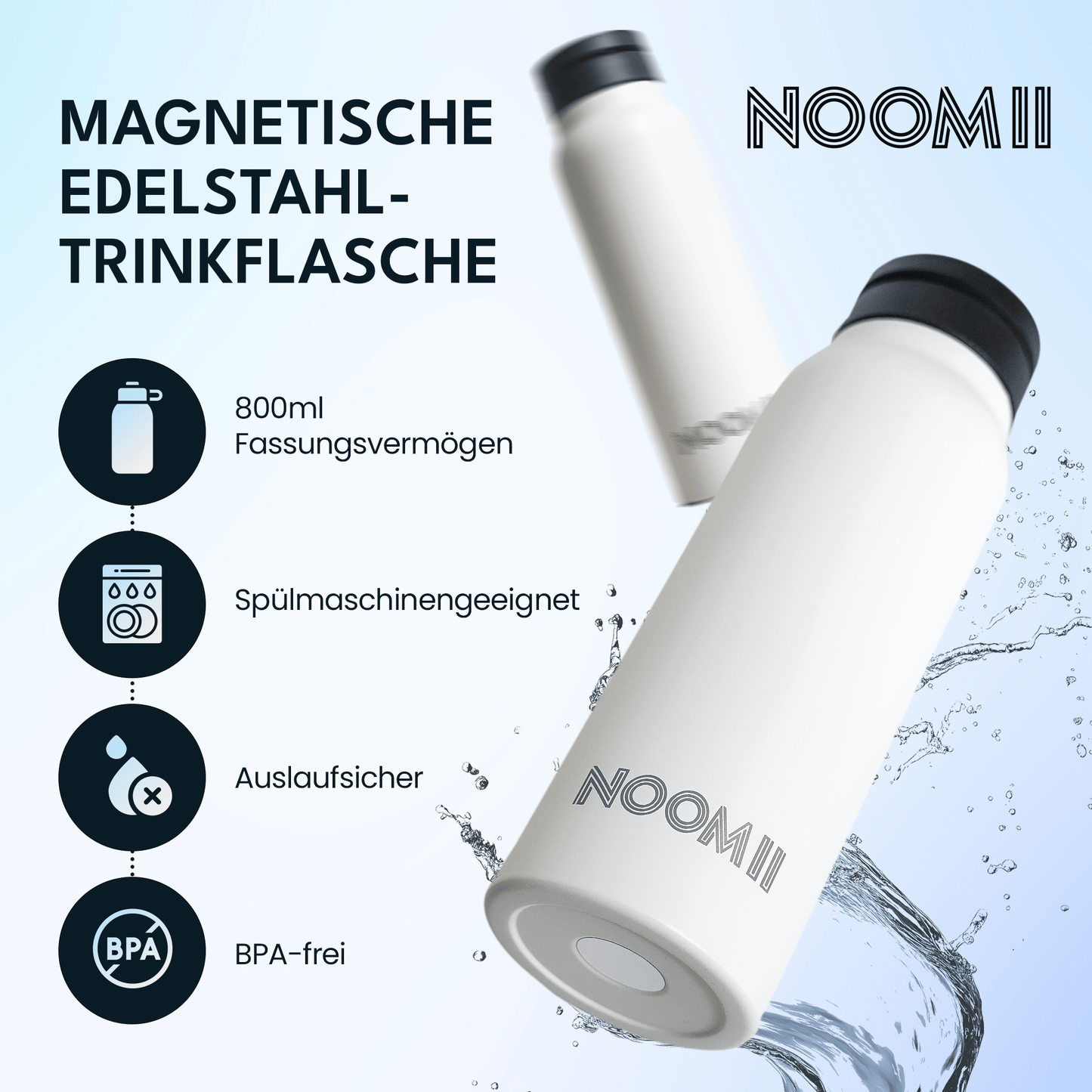 NooMii Edelstahl-Trinkflasche | Magsafe
