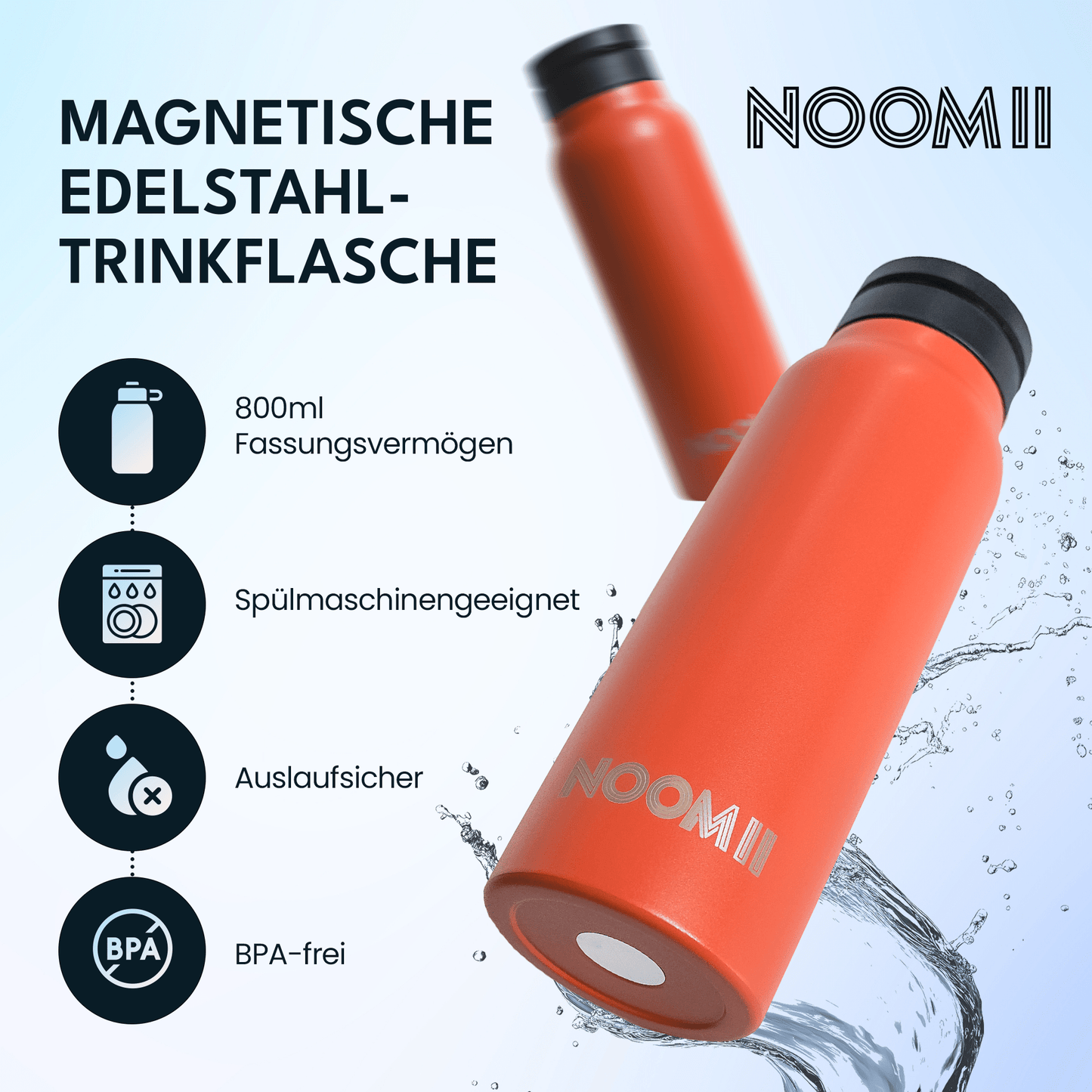 NooMii Edelstahl-Trinkflasche | Magsafe