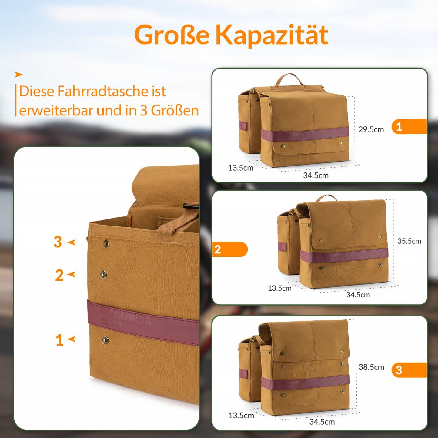 ROCKBROS Fahrrad Gepäckträgertasche mit Tragegriff 27L 3 Farbe