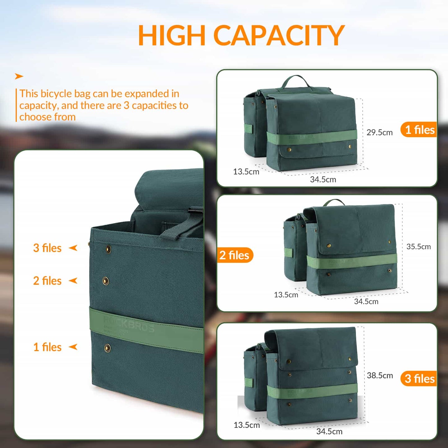 ROCKBROS Fahrrad Gepäckträgertasche mit Tragegriff 27L 3 Farbe