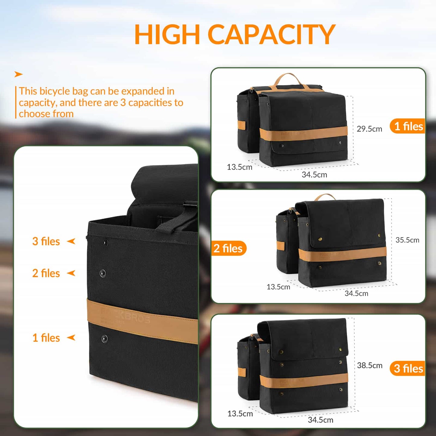 ROCKBROS Fahrrad Gepäckträgertasche mit Tragegriff 27L 3 Farbe